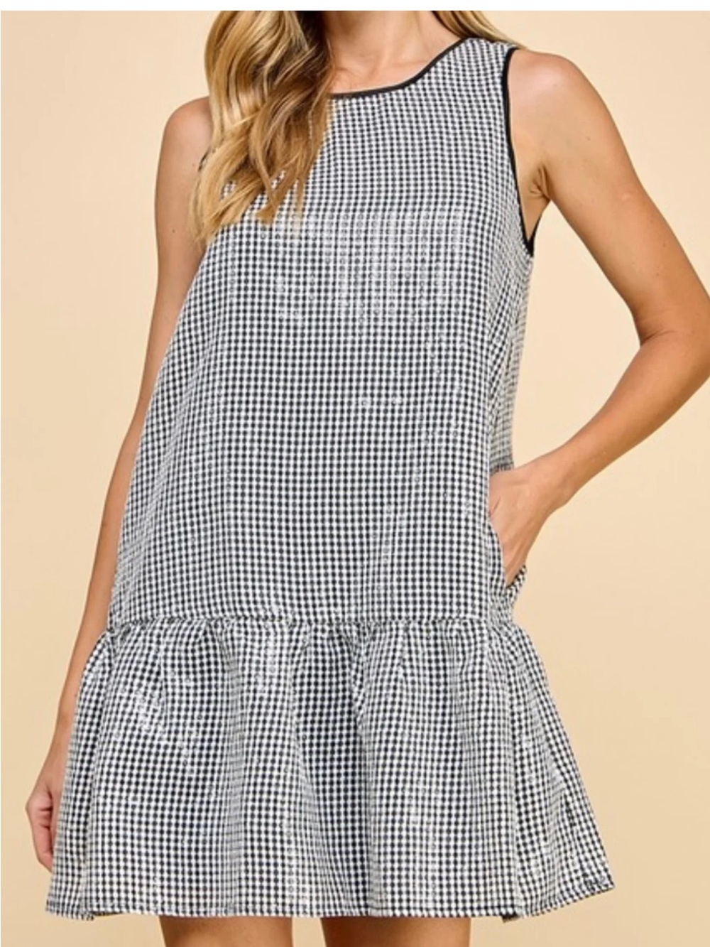 TCEC Black and White Gingham Dress